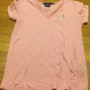 Pink Ralph Lauren V-neck Tee